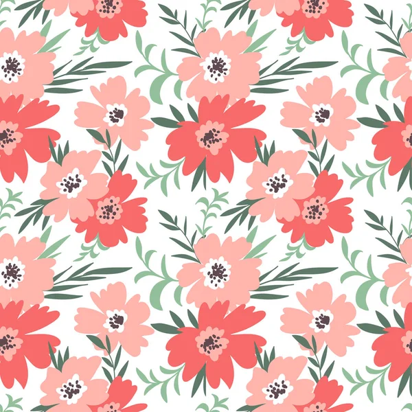 Diseño de tela con flores simples — Vector de stock