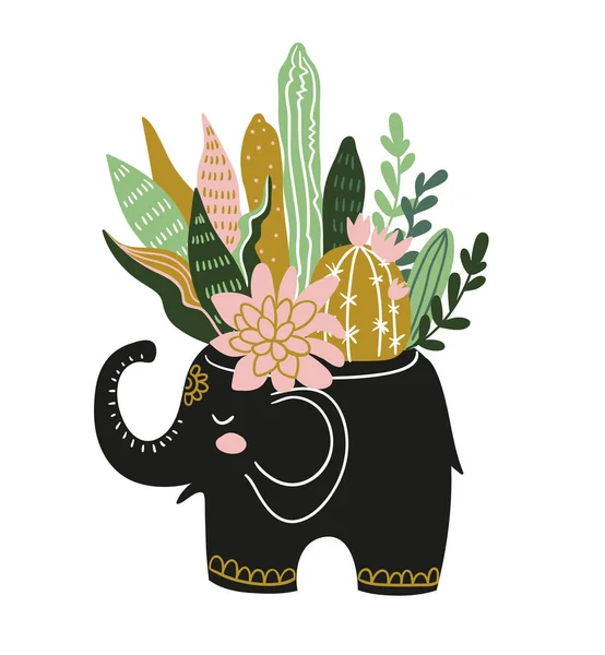 Plantas de casa tropicales dibujadas a mano — Vector de stock