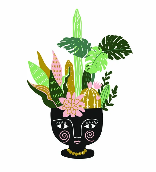 Hand dras tropiska växter — Stock vektor
