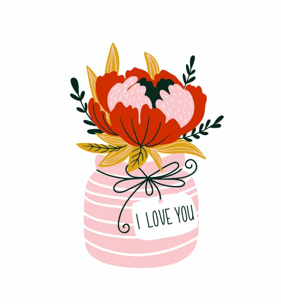 Hand drawn flowers in the vase — Stock Vector