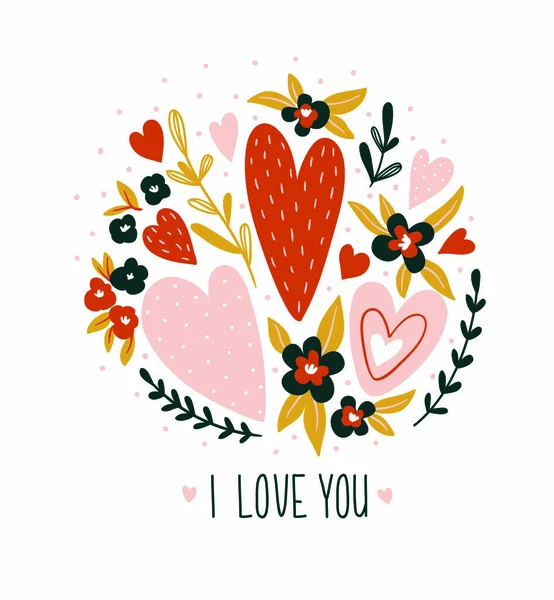 Elle çizilmiş bir Sevgililer günü kartı — Stok Vektör