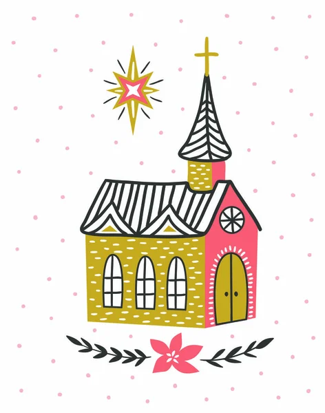 カトリック寺院とベツレヘムの星. — ストックベクタ