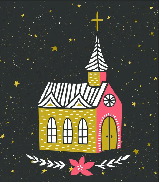 Katholieke tempel en ster van Bethlehem. — Stockvector