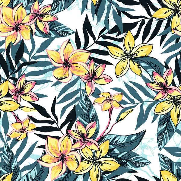 Tropical floral motif d'été sans couture — Image vectorielle