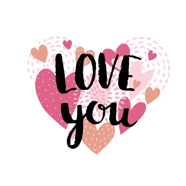 Cartão de amor com corações — Vetor de Stock