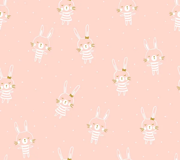 Easter seamless pattern design with bunnies — Stock Vector