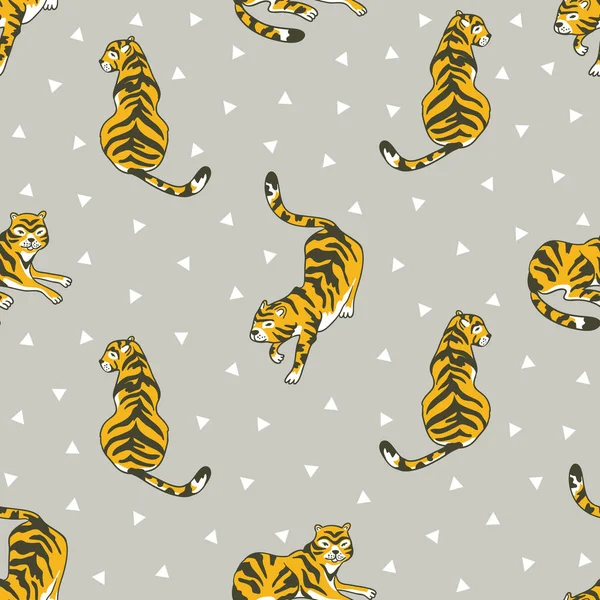 Seamless pattern with tigers — Stock Vector