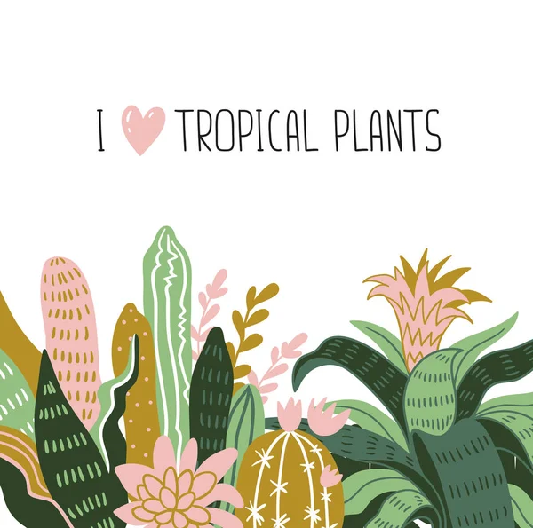 Plantas de casa tropicais — Vetor de Stock