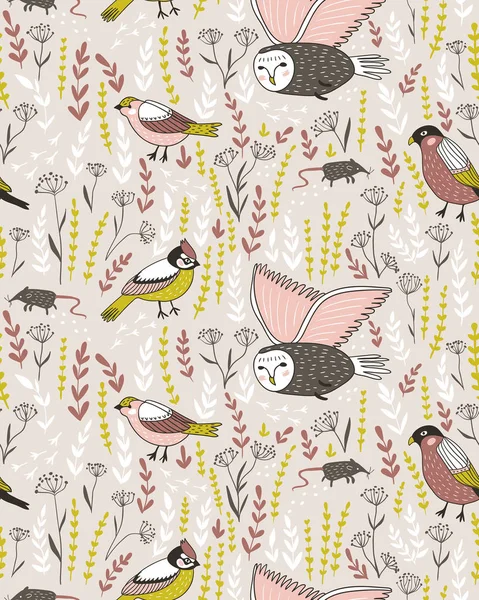 Modèle sans couture avec des oiseaux — Image vectorielle