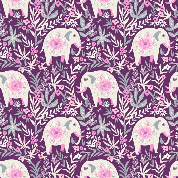 Modèle avec des éléphants dans la jungle — Image vectorielle
