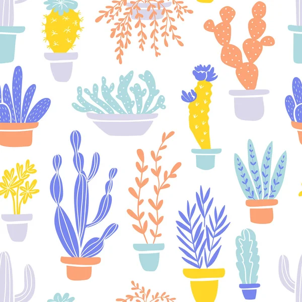 Seamless pattern with cactuses — Stock Vector