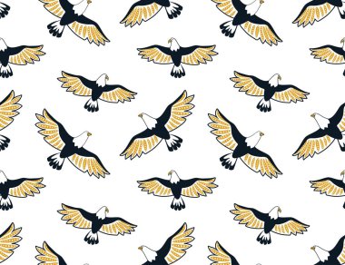 Beyaz arka plan üzerinde Kartallar ile Seamless Modeli