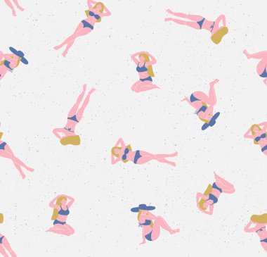 Kumsalda güneşlenirken kız ile Seamless Modeli