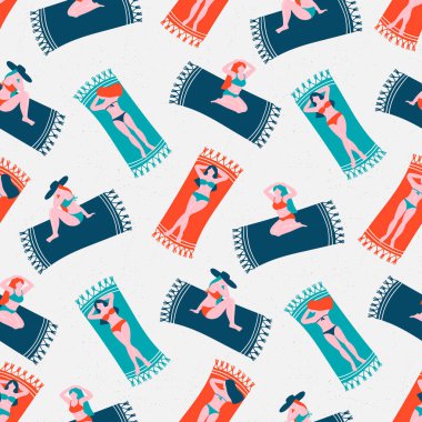 Kumsalda güneşlenirken kız ile Seamless Modeli