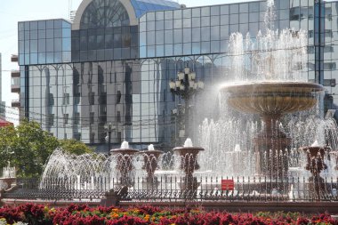 Fountain on Lenin Square Khabarovsk amazes me clipart