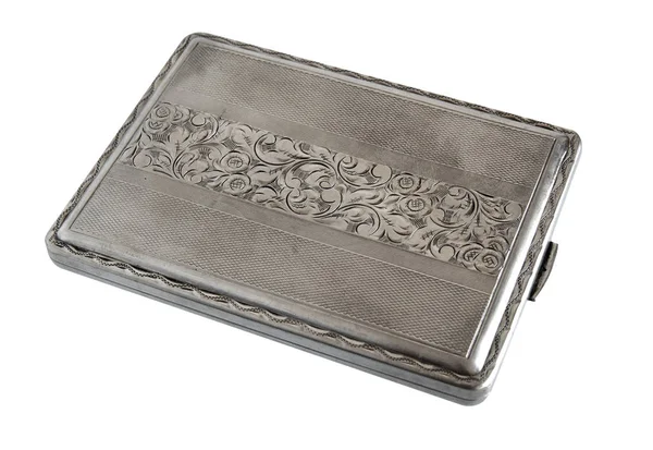 Antique silver cigarette case — Stock Photo, Image