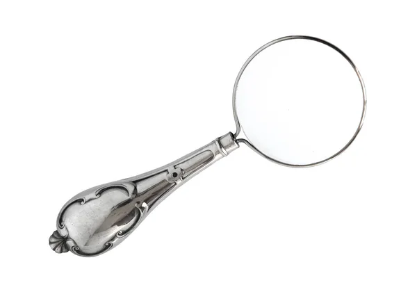 Silver magnifying glass — Stock Photo, Image