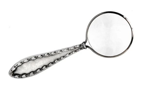 Silver magnifying glass — Stock Photo, Image