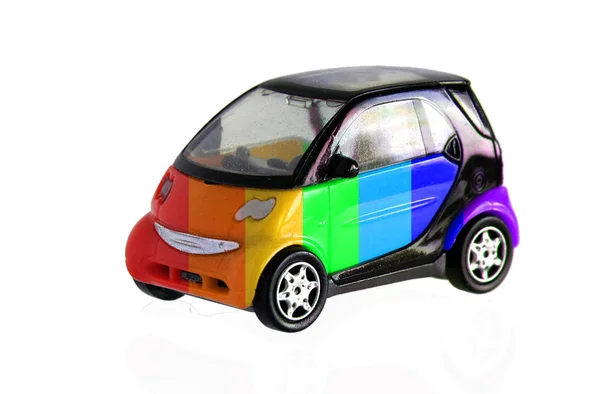 Rainbow malowane samochodu — Zdjęcie stockowe