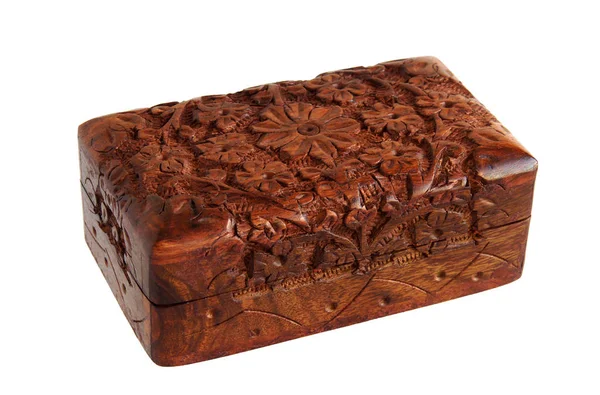 Houten Carved handgemaakte kistje — Stockfoto