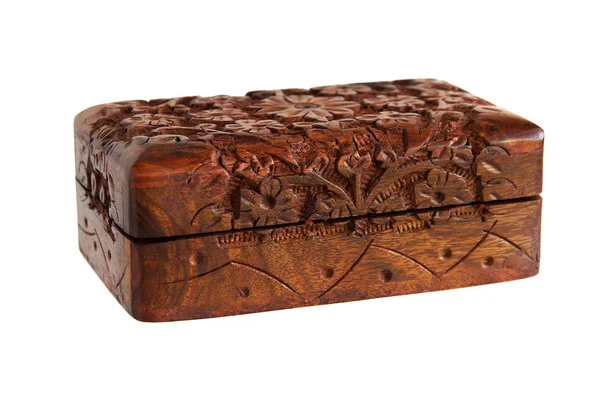 Wooden Carved handmade casket — Stock Photo, Image