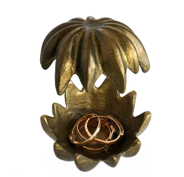 Bronze casket Flower with Jewelry — Stock Photo, Image