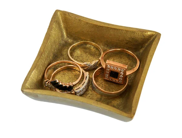 Bronzen kistje Diamond met sieraden — Stockfoto