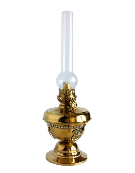 Antica lampada a cherosene in ottone — Foto Stock
