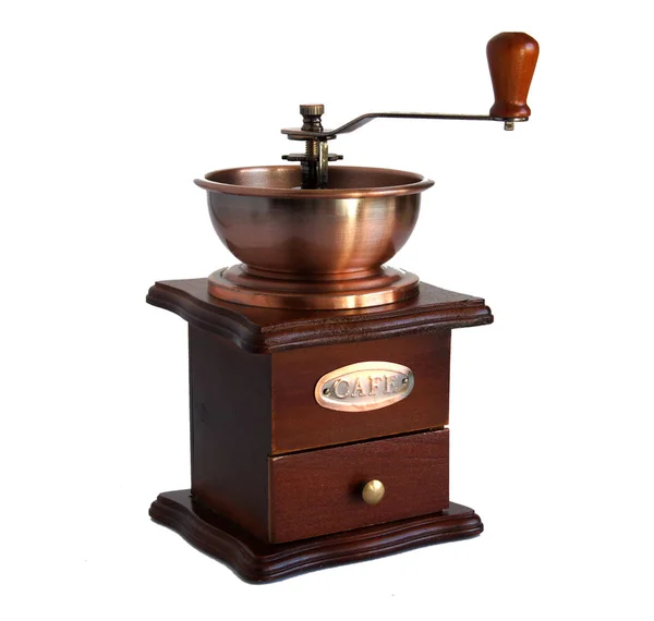 木制机械咖啡研磨机 — 图库照片