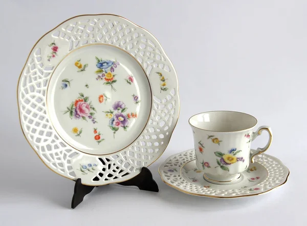 Porselen kupa ve fincan tabağı — Stok fotoğraf