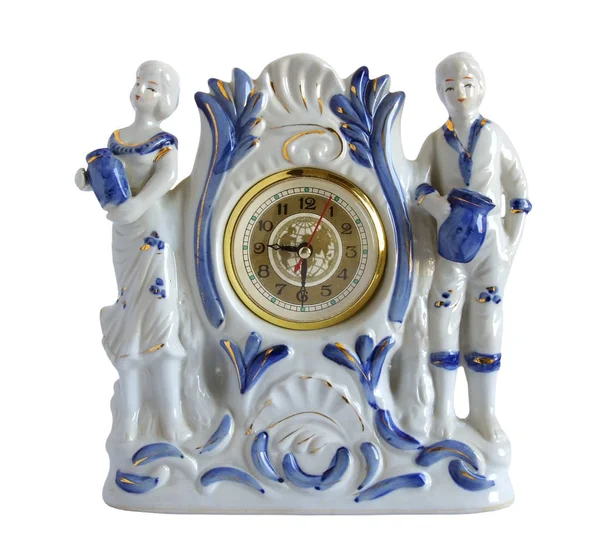Antika porselen şömine saati — Stok fotoğraf
