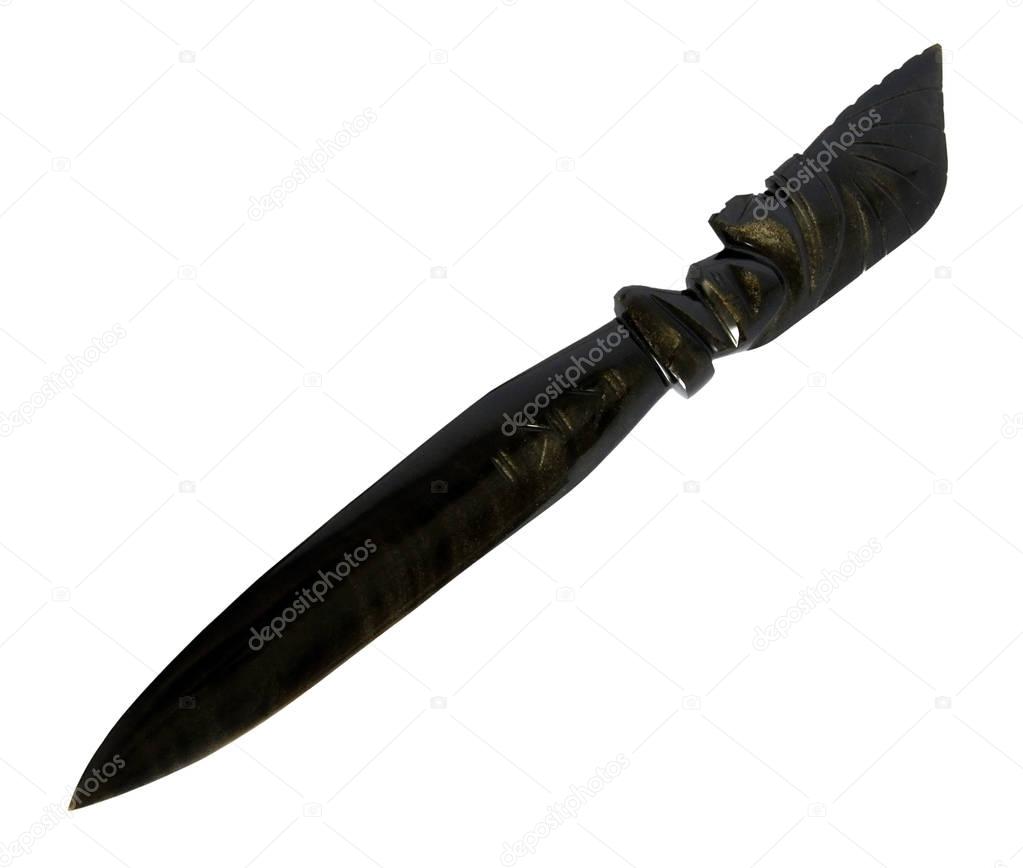 Mayan obsidian knife isolated