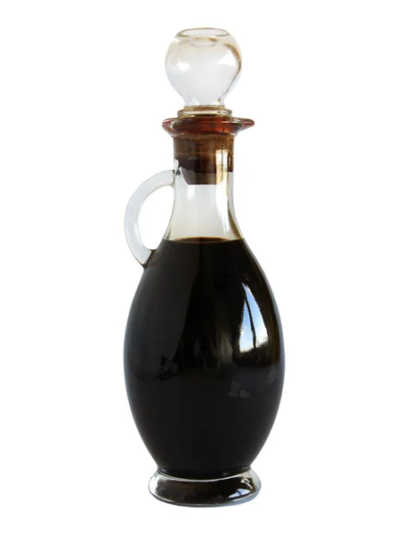 Glasflaska med balsamvinäger — Stockfoto