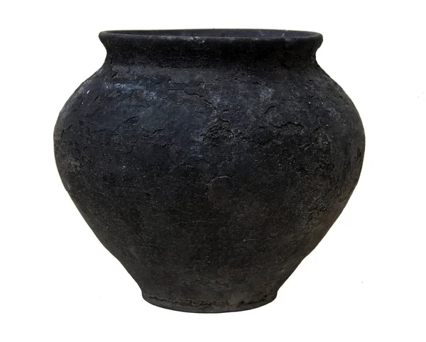 Чёрный глиняный горшок — стоковое фото