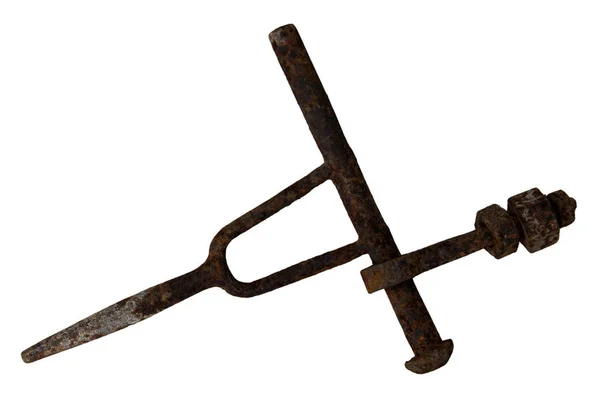 Old rusty iron part of primitive mechanism — Stock Photo, Image