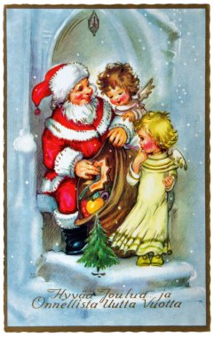 Vintage kartpostal ile Noel selamlar
