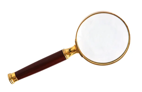 Vintage gold plated magnifying glass — Stock Photo, Image