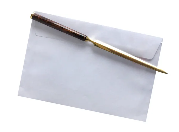 Nożyk do listów z kopertą — Zdjęcie stockowe