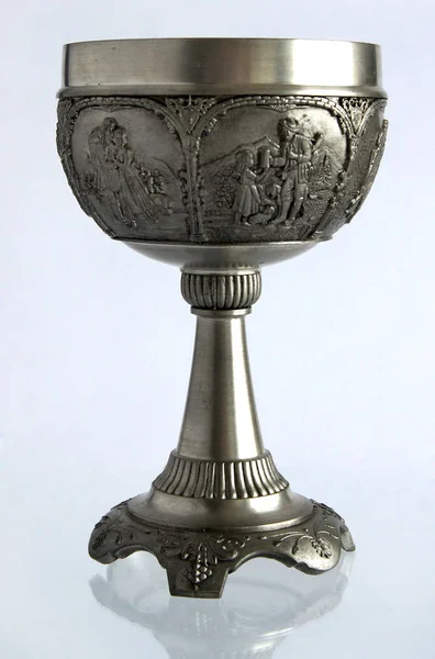 Vintage pewter wine goblet — Stock Photo, Image
