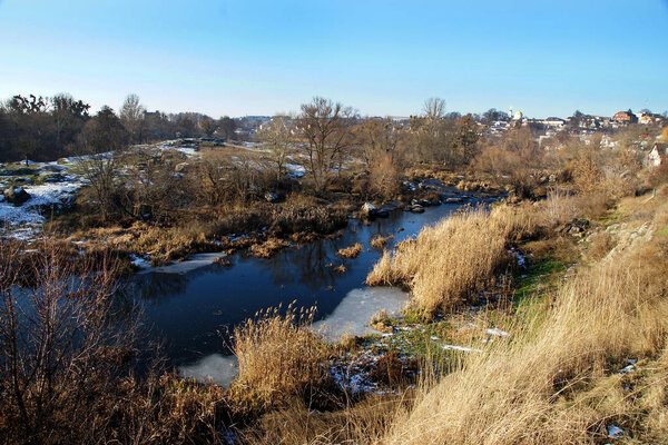 Ros river in Boguslav in winter
