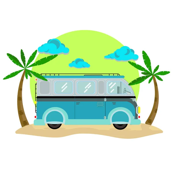 Viaje Autobús Naturaleza Vacaciones — Vector de stock