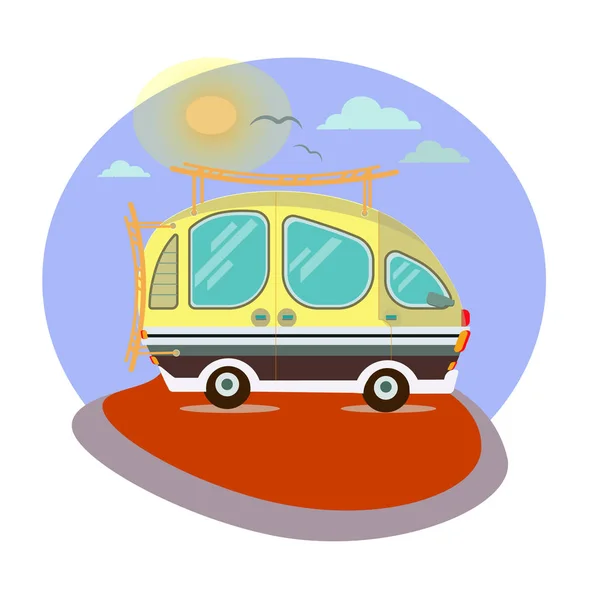 Bus Travel Nature Vacation — Stock Vector