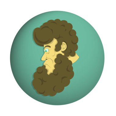 Kıvırcık saçlı bir adamın kafası.