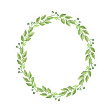 Farklı bir suluboya desenli çelenk, el çizimi desen.