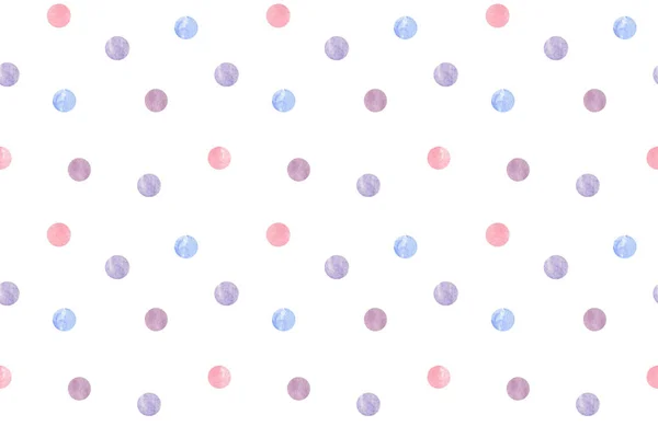Multi- colored polka dot random order repeat pattern, abstract geometrical simple watercolor illustration — Stock Photo, Image