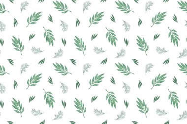 Bir suluboya desen dekoratif yeşil yapraklar, el çizimi desen