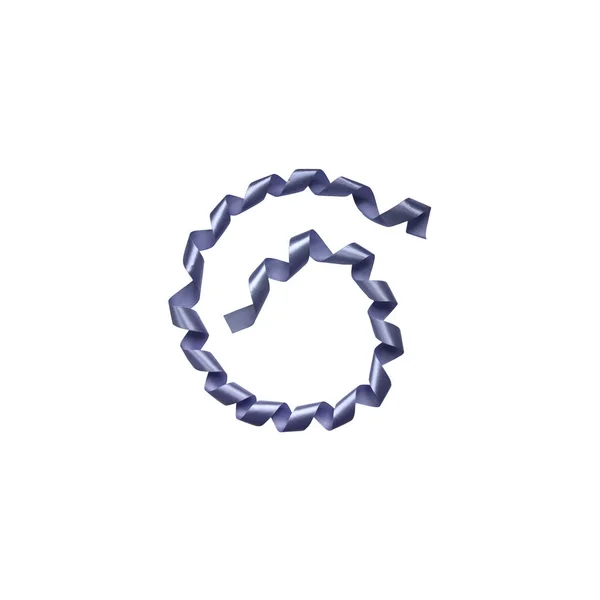 Krullend blauw satijnen lint in de vorm van spiraalvormig, geïsoleerd object — Stockfoto