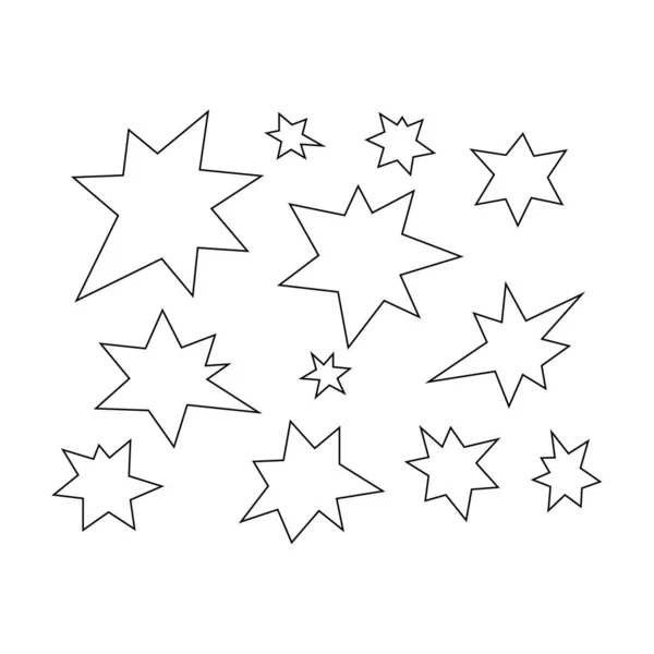 Decorative stars set, vector outline illustration on the white background — Stock Vector