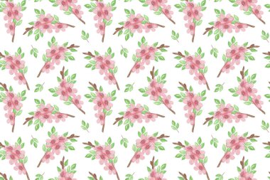 Açık pembe kiraz çiçeği deseni tekrarlar.