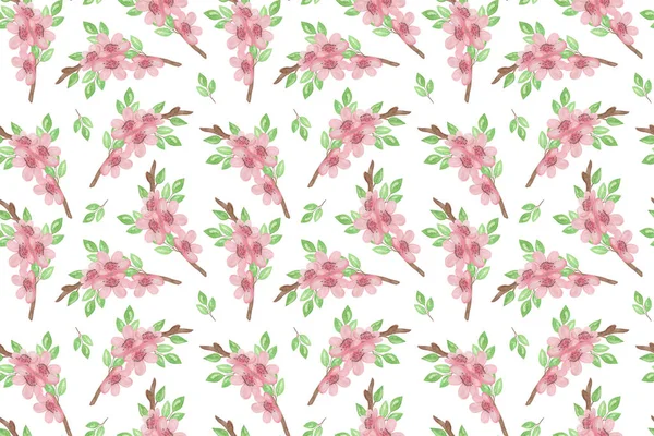 Una flor de cerezo rosa claro flores patrón de repetición — Foto de Stock